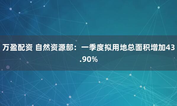 万盈配资 自然资源部：一季度拟用地总面积增加43.90%