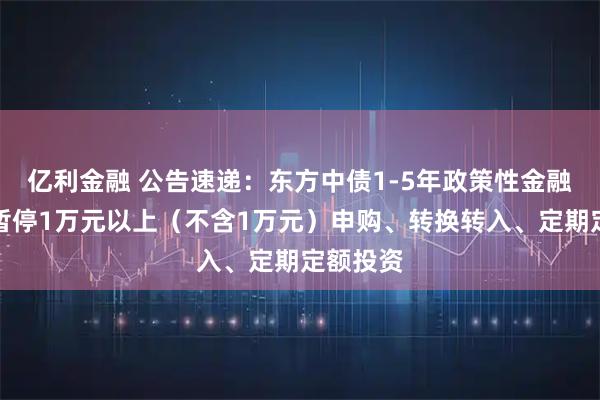 亿利金融 公告速递：东方中债1-5年政策性金融债基金暂停1万元以上（不含1万元）申购、转换转入、定期定额投资