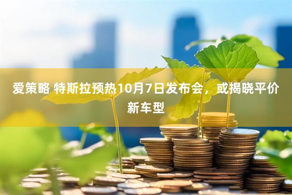 爱策略 特斯拉预热10月7日发布会，或揭晓平价新车型