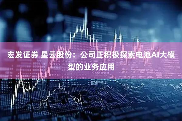 宏发证券 星云股份：公司正积极探索电池AI大模型的业务应用